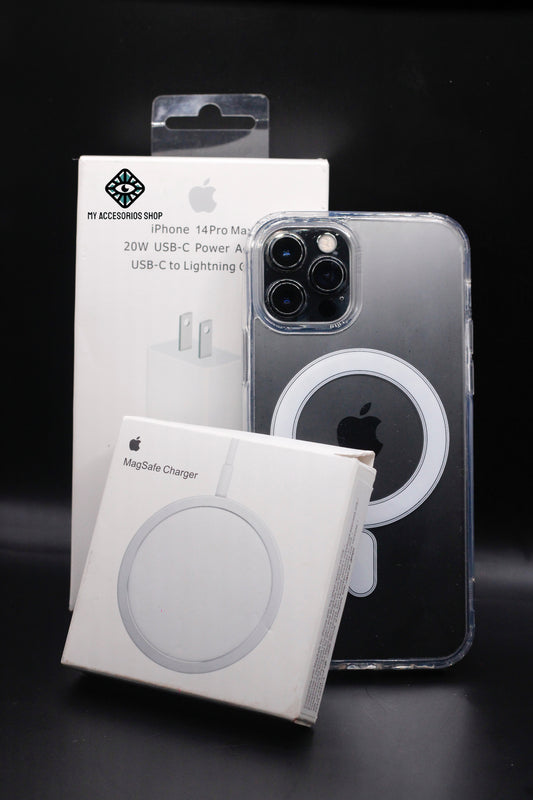 Promoción 12. Funda MagSafe Transparente/Cargador MagSafe/ Cargador 35W C a C
